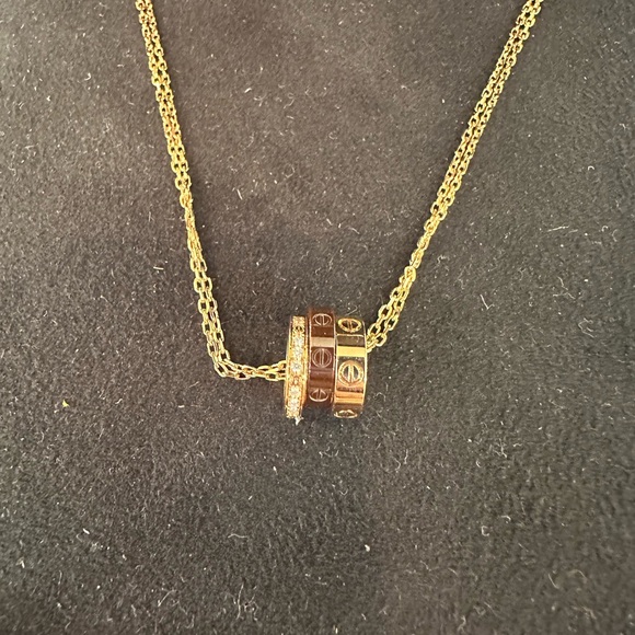 Like New Cartier Love Necklace With Diamonds in 18k Rose Gold.  Box and papers - Picture 3 of 4